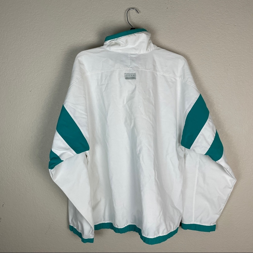 White & Teal Men's Windbreaker Pullover Jacket - Picture 6 of 11